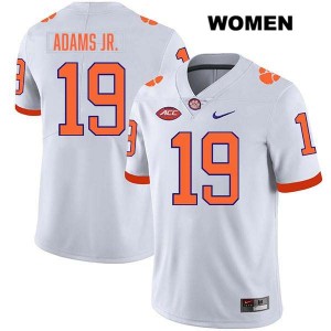 Women's Keith Adams Jr. White Clemson Tigers #19 Stitched College Football Jersey 196734-732