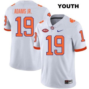 Youth Keith Adams Jr. White Clemson Tigers #19 Stitched College Football Jersey 389196-339