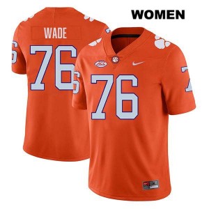 Women's Mason Wade Orange Clemson Tigers #76 Stitched College Football Jersey 521116-101