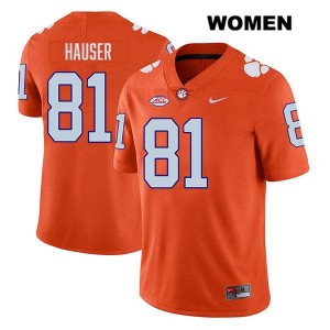Women's Nolan Hauser Orange Clemson Tigers #81 Stitched College Football Jersey 963910-243
