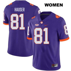Women's Nolan Hauser Purple Clemson Tigers #81 Stitched College Football Jersey 377693-653