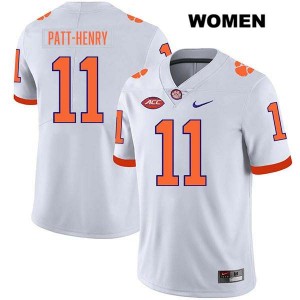 Women's Olsen Patt-Henry White Clemson Tigers #11 Stitched College Football Jersey 246462-297
