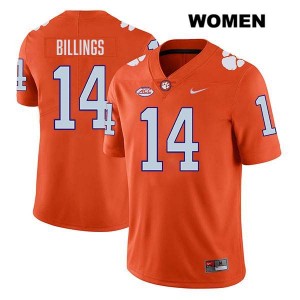 Women's Rob Billings Orange Clemson Tigers #14 Stitched College Football Jersey 104788-161