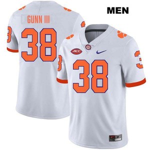 Men's Robert Gunn III White Clemson Tigers #38 Stitched College Football Jersey 720898-247