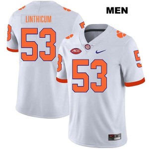Men's Ryan Linthicum White Clemson Tigers #53 Stitched College Football Jersey 600037-141