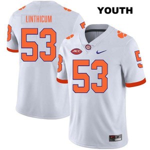 Youth Ryan Linthicum White Clemson Tigers #53 Stitched College Football Jersey 695704-407