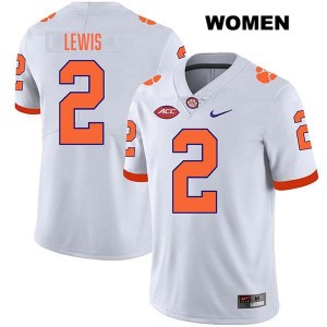 Women's Shelton Lewis White Clemson Tigers #2 Stitched College Football Jersey 206135-578