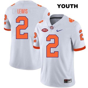 Youth Shelton Lewis White Clemson Tigers #2 Stitched College Football Jersey 391931-170