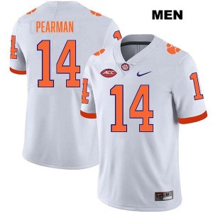 Men's Trent Pearman White Clemson Tigers #14 Stitched College Football Jersey 287091-943
