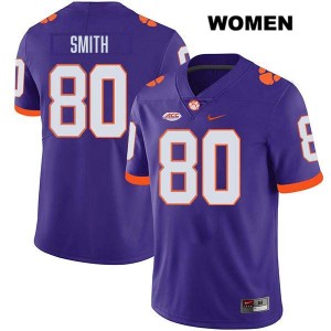 Women's Tristan Smith Purple Clemson Tigers #80 Stitched College Football Jersey 988908-999