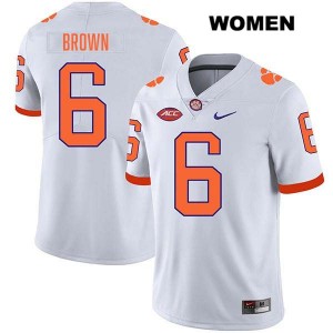 Women's Tyler Brown White Clemson Tigers #6 Stitched College Football Jersey 128267-434