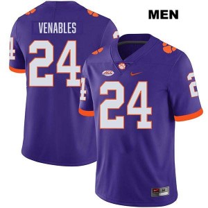 Men's Tyler Venables Purple Clemson Tigers #24 Stitched College Football Jersey 759370-569