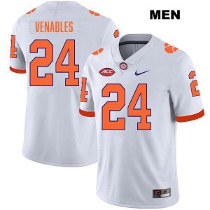 Men's Tyler Venables White Clemson Tigers #24 Stitched College Football Jersey 445788-928