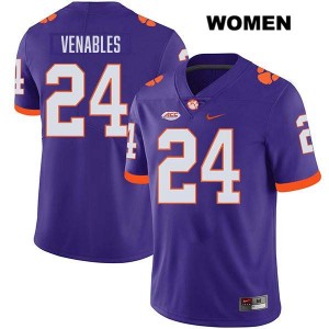 Women's Tyler Venables Purple Clemson Tigers #24 Stitched College Football Jersey 966177-186