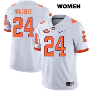 Women's Tyler Venables White Clemson Tigers #24 Stitched College Football Jersey 653539-621