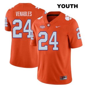 Youth Tyler Venables Orange Clemson Tigers #24 Stitched College Football Jersey 586013-633
