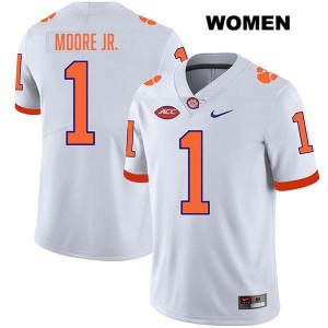 Women's T.J. Moore White Clemson Tigers #1 Stitched College Football Jersey 523408-682