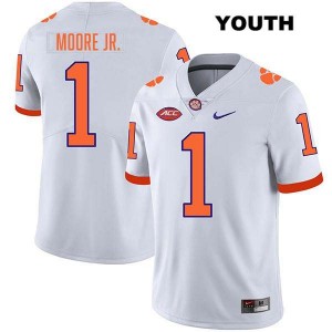 Youth T.J. Moore White Clemson Tigers #1 Stitched College Football Jersey 720838-523