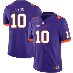 Men's Jeadyn Lukus Purple Clemson Tigers #10 Embroidery College Football Jersey 177039-974
