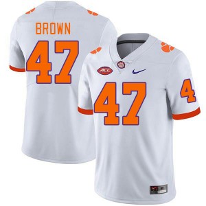 Men's Sammy Brown White Clemson Tigers #47 Replica College Football Jersey 832526-703