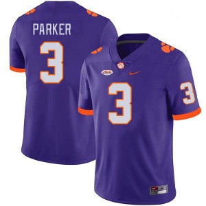 Men's T.J. Parker Purple Clemson Tigers #3 Official College Football Jersey 576903-792