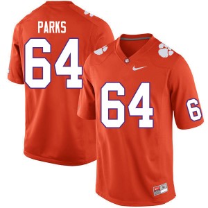 Men's Walker Parks Orange Clemson Tigers #64 Embroidery College Football Jersey 377742-581
