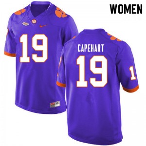 Women's DeMonte Capehart Purple Clemson Tigers #19 University College Football Jersey 911083-198