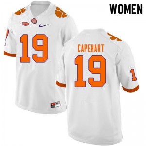 Women's DeMonte Capehart White Clemson Tigers #19 University College Football Jersey 184557-911