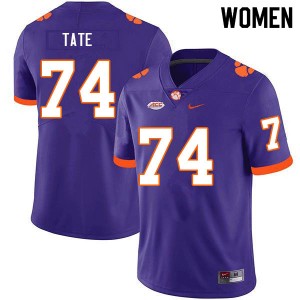Women's Marcus Tate Purple Clemson Tigers #74 Embroidery College Football Jersey 207186-708