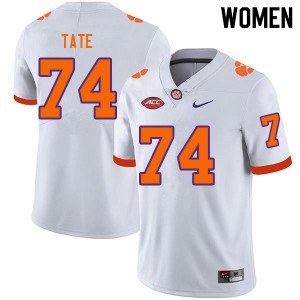 Women's Marcus Tate White Clemson Tigers #74 Alumni College Football Jersey 930972-971