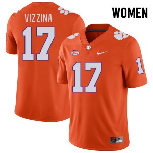 Women's Christopher Vizzina Orange Clemson Tigers #17 Replica College Football Jersey 854536-596