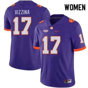 Women's Christopher Vizzina Purple Clemson Tigers #17 Game College Football Jersey 505025-644