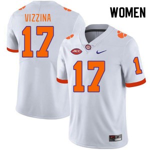 Women's Christopher Vizzina White Clemson Tigers #17 Replica College Football Jersey 326281-909