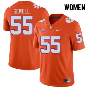 Women's Harris Sewell Orange Clemson Tigers #55 Stitched College Football Jersey 477758-262