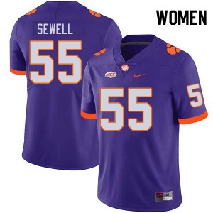 Women's Harris Sewell Purple Clemson Tigers #55 Alumni College Football Jersey 866863-475