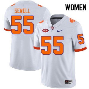 Women's Harris Sewell White Clemson Tigers #55 High School College Football Jersey 648887-109