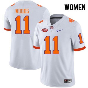 Women's Peter Woods White Clemson Tigers #11 Player College Football Jersey 586358-176