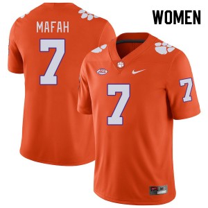 Women's Phil Mafah Orange Clemson Tigers #7 Alumni College Football Jersey 521600-270
