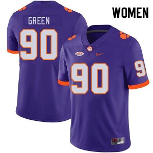Women's Stephiylan Green Purple Clemson Tigers #90 Game College Football Jersey 968288-341