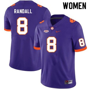Women's Adam Randall Purple Clemson Tigers #8 University College Football Jersey 638017-644