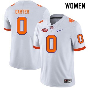 Women's Barrett Carter White Clemson Tigers #0 Stitched College Football Jersey 305319-479