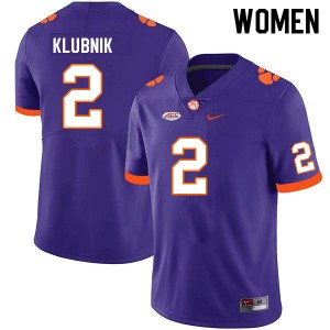 Women's Cade Klubnik Purple Clemson Tigers #2 Stitched College Football Jersey 169623-682
