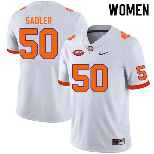 Women's Collin Sadler White Clemson Tigers #50 Game College Football Jersey 726472-827