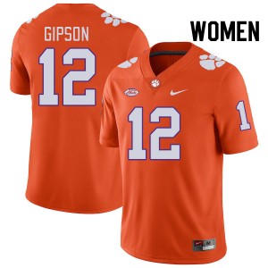 Women's Corian Gipson Orange Clemson Tigers #12 University College Football Jersey 806192-163