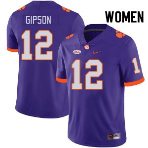 Women's Corian Gipson Purple Clemson Tigers #12 Replica College Football Jersey 720721-527