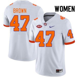 Women's Sammy Brown White Clemson Tigers #47 Limited College Football Jersey 638175-612