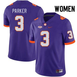 Women's T.J. Parker Purple Clemson Tigers #3 Stitched College Football Jersey 147818-931