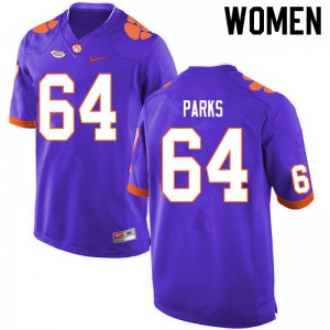 Women's Walker Parks Purple Clemson Tigers #64 Embroidery College Football Jersey 392579-735