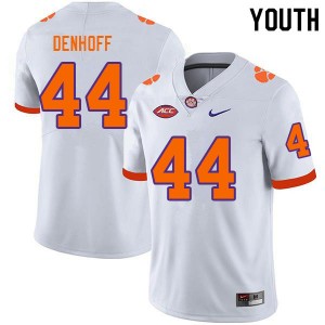 Youth Cade Denhoff White Clemson Tigers #44 2024-25 College Football Jersey 798405-317
