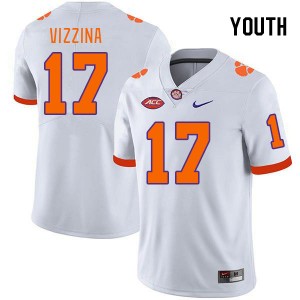 Youth Christopher Vizzina White Clemson Tigers #17 University College Football Jersey 377445-577